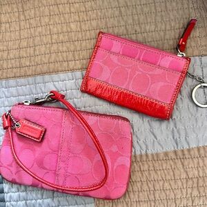Coach Vibrant Pink and Red Wristlet Duo